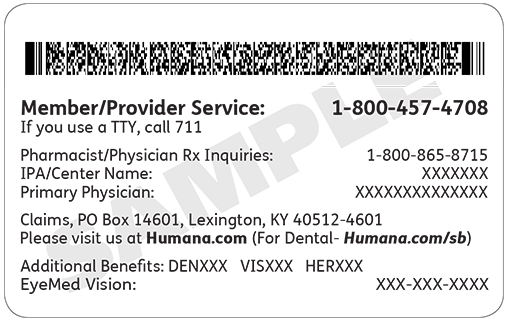 Back view of Humana HMO card