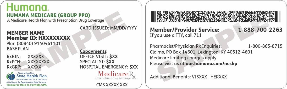 Front and back view of North Carolina MAPD Base group member card
