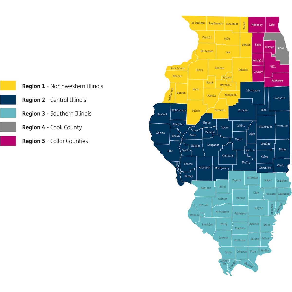 Map of Illinois regions] [alt text: map of Illinois regions covered by Humana Medicaid