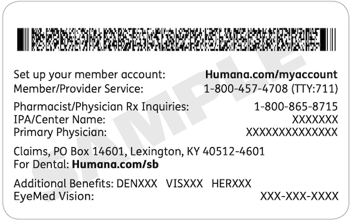 Vista del reverso de la tarjeta HMO de Humana